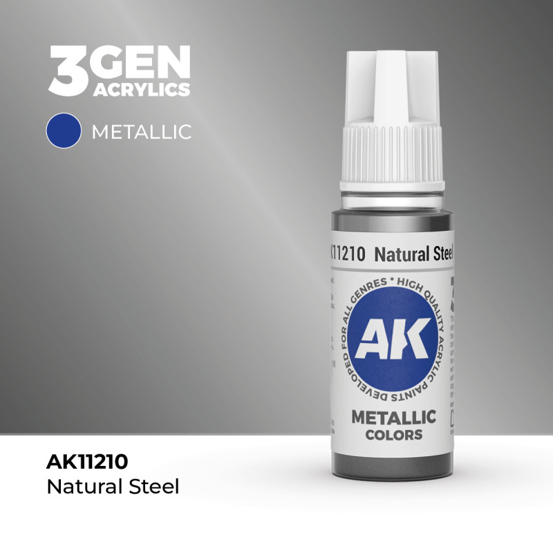 Natural Steel Acero Natural Metálico 3Gen 18ml AK11210 AK Interactive