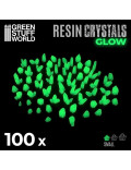 Cristales de Resina Verde Glow (100x) - Pequeños