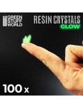 Cristales de Resina Verde Glow (100x) - Pequeños