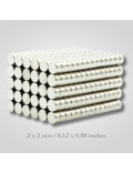 100 Imanes N52 Neodimio 3mm (diam) 2mm (grosor) White Weasel Studio