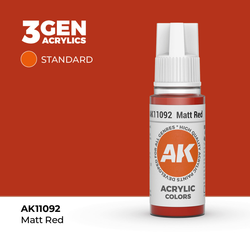 Matt Red Rojo Mate 3Gen 18ml AK11092 AK Interactive